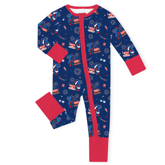 Excavator 4th of July Buttery Soft Jammies