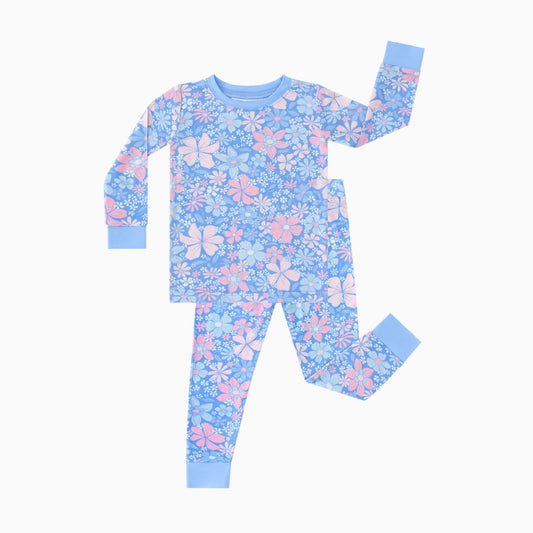 Blue Flower Buttery Soft Jammies - Sleepy Skies Bamboo Co.
