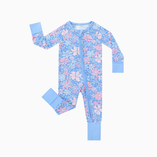 Blue Flowers Buttery Soft Jammies - Sleepy Skies Bamboo Co.